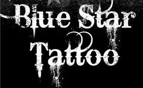 Blue star tattoo